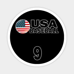 USA Baseball Number 9 T-shirt Design Magnet